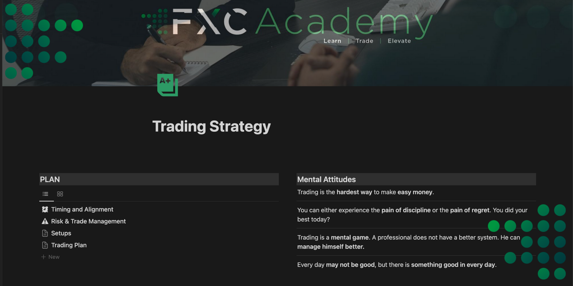 showing a trading journal and how to develop a trading plan